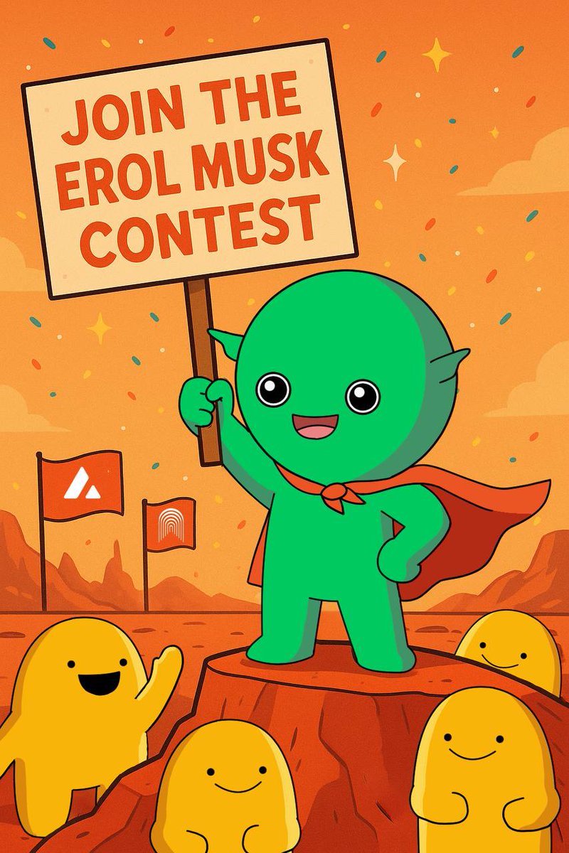 ErolMuskAvax's tweet photo. Erol Musk Thread Contest Has Started!
Show your creativity and win $EROL!
🧵 Contest Details:
Write the best thread and share Erol Musk’s vision!
🎁 5 winners will each receive 200,000 $EROL
🕒 Deadline: May 22, 2025 – 23:00 UTC

✅ Participation Rules:
RT, like, and comment on this tweet
Write about the $EROL token or the Mars vision
Add #ErolMusk and $EROL tags to your thread

Join our Telegram group → https://t.co/g3yxK3Msf4

Submit your entry via this form → https://t.co/WyLJrhaacf

🏆 Winners will be announced in our Telegram group.