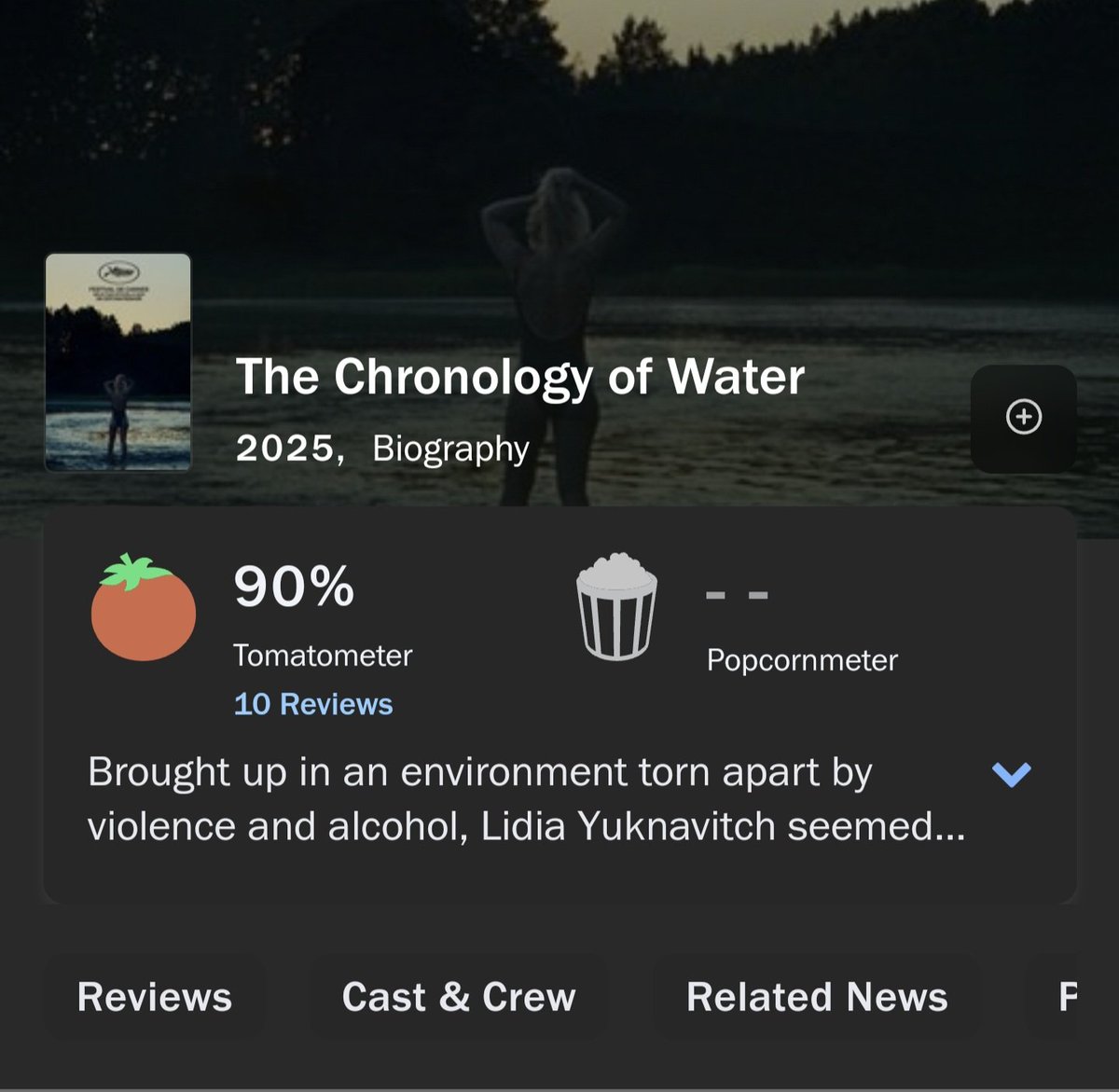 Kristen Stewart's The Chronology of Water debuts at 90% on RT based on 10 reviews