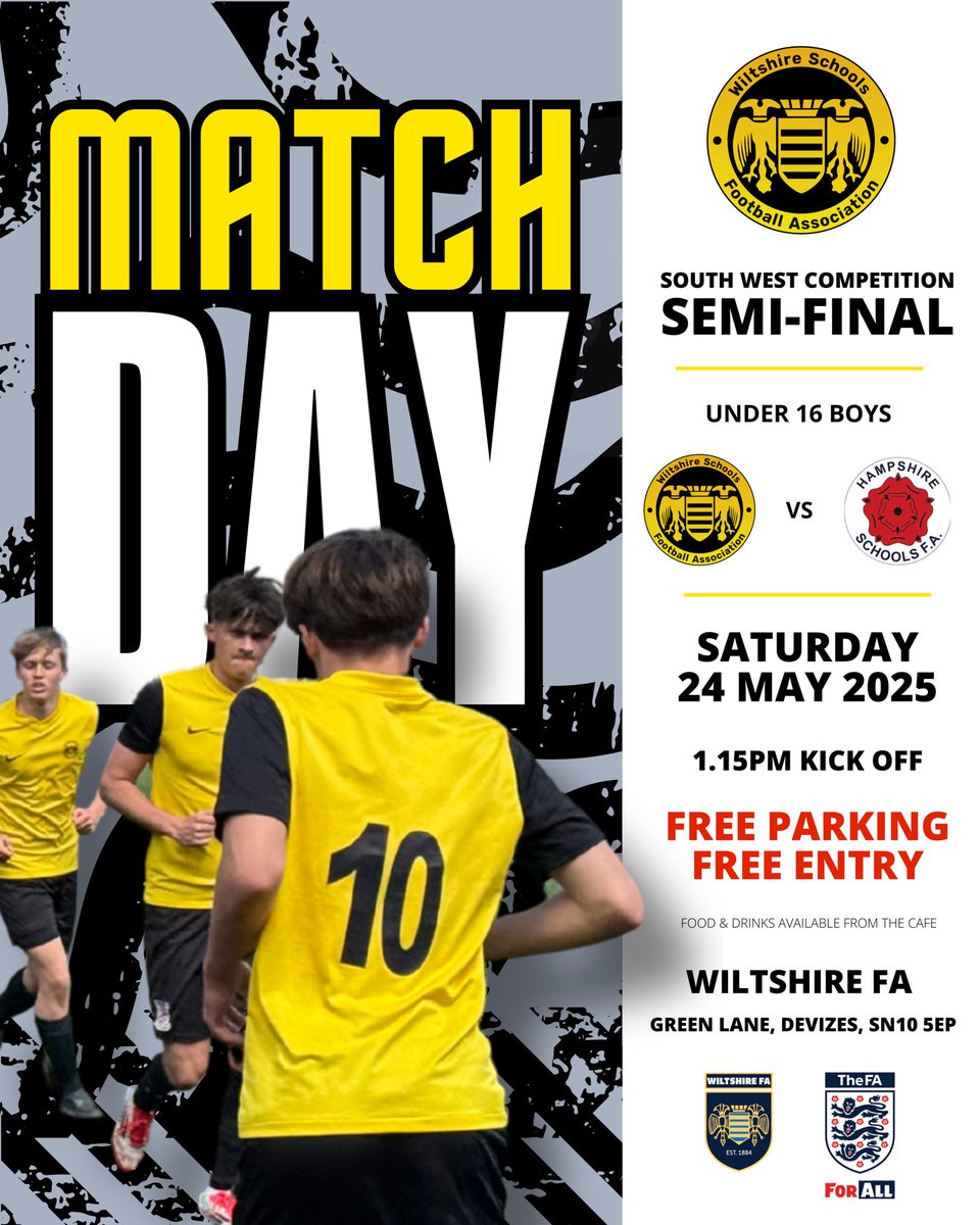 Wiltshire Schools FA (@wilts_schoolsfa) on Twitter photo After topping the West Division in the South West Counties Competition. The under 16 boys now face <a href="/HantsSchoolsFA/">Hampshire Schools FA</a> in our first competitive home game of the campaign. We would love to see as many there to enjoy the game as possible. Therefore FREE entry for ALL ๐ please RT After topping the West Division in the South West Counties Competition. The under 16 boys now face <a href="/HantsSchoolsFA/">Hampshire Schools FA</a> in our first competitive home game of the campaign. We would love to see as many there to enjoy the game as possible. Therefore FREE entry for ALL ๐ please RT