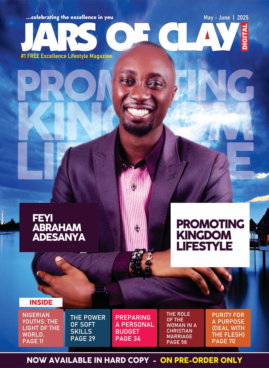 DavidAyati's tweet photo. Jars of Clay Magazine 
May/June 2025 Edition

DistributedFREE digitally 

Feedback:Advert/Support: 
WhatsApp: +234 915 348 3839

#1 Excellence Lifestyle Magazine https://t.co/Pk9RLfT9TO
