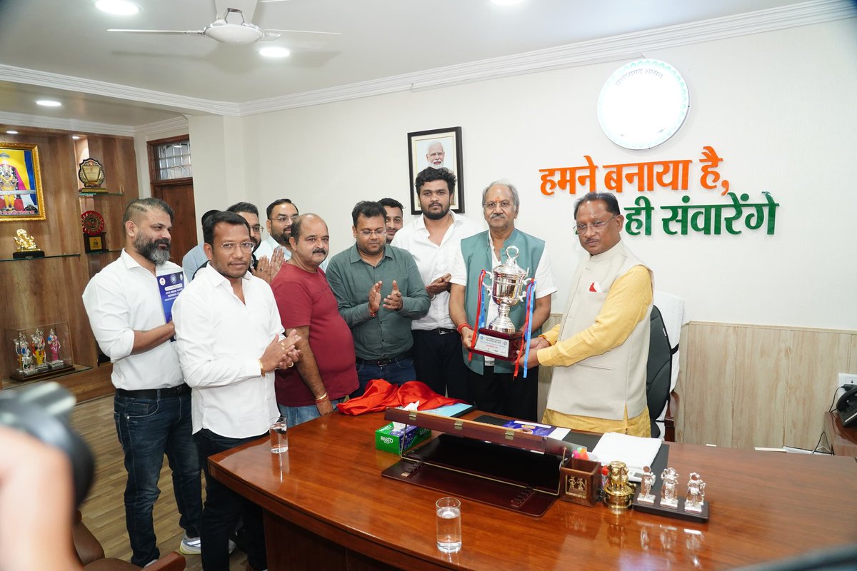 dcciofficial's tweet photo. Trophy unveiled! 🏆

Hon’ble CM Shri Vishnu Deo Sai launched the Atal Cup 2025 T20 Tournament for Physical disability cricketers. 
 @vishnudsai @ChhattisgarhCMO @BCCI 

📍 Raipur | 📅 May 24–27

#DivyangCricket #AtalCup2025 #InclusionMatters #PDCricket https://t.co/H8k4rN80wW