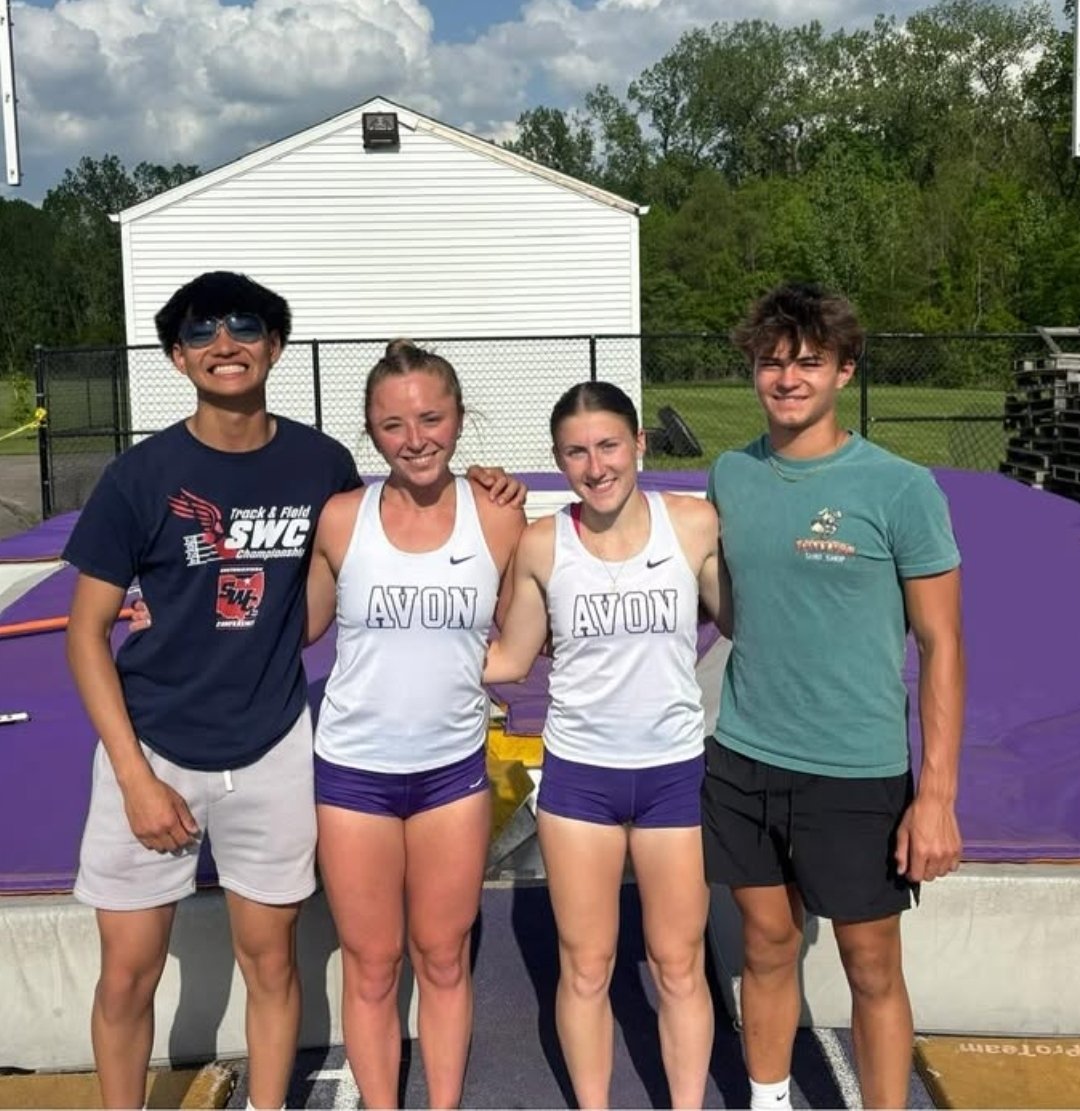 CoachMaxWilson's tweet image. Great Week for Avon Pole Vault! Ethan, Tommy, and Caden all earned new Personal Bests of 12'6", Tommy and Caden both placed in the SWC finals, Ali made a new Personal Best of 11'0 (3rd in SWC, #2 School All-Time) and Sarah set a new school record of 11'9"!!!! @avon_track