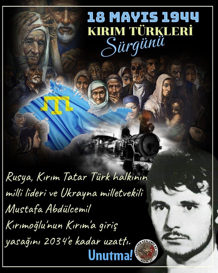 RefikAy9's tweet photo. Bahtsız Esir Türk yurdu 
Sürgünde yiten canlara Rahmet olsun.
"Rusya, Kırım Türklerinin lideri Mustafa Abdülcemil Kırımoğlu'nun işgal altındaki Kırım'a "giriş yasağını" 2034 yılına kadar uzattı." https://t.co/pevPBb99PZ