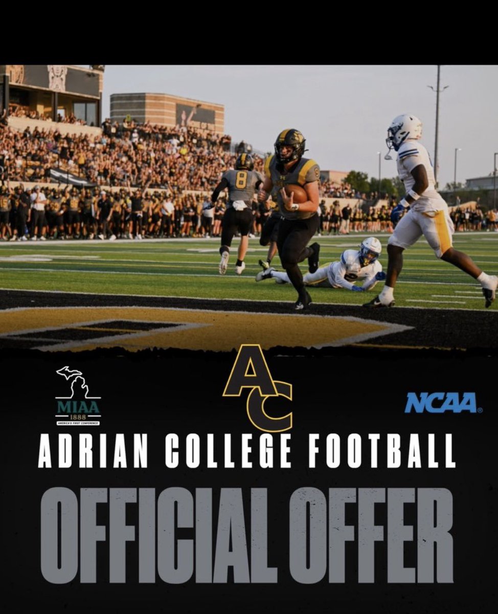 Tyler “T.Y.” Lennon (@tylerlennon08) on Twitter photo After a great camp I’m blessed to have received my 2nd offer to play collegiate football by Adrian college!! #AGTG
<a href="/JebPalka/">Jeb Palka</a> <a href="/Coach_Ty_Palka/">Tyler Palka</a> <a href="/AdrianCollegeFB/">Adrian College Football</a> <a href="/coachm16/">Coach Mifsud</a> <a href="/Coach_Cofield/">Rod Cofield</a> <a href="/MIexposure/">Michigan exposure</a> <a href="/PrepRedzoneMI/">Prep Redzone Michigan</a> <a href="/TheD_Zone/">The D Zone</a> <a href="/AllenTrieu/">Allen Trieu</a> <a href="/alex_pallone/">Alex Pallone</a> <a href="/CoachMo_24/">Coach Mo</a> <a href="/CoachTaylor_PE/">Julius Taylor Jr</a> After a great camp I’m blessed to have received my 2nd offer to play collegiate football by Adrian college!! #AGTG
<a href="/JebPalka/">Jeb Palka</a> <a href="/Coach_Ty_Palka/">Tyler Palka</a> <a href="/AdrianCollegeFB/">Adrian College Football</a> <a href="/coachm16/">Coach Mifsud</a> <a href="/Coach_Cofield/">Rod Cofield</a> <a href="/MIexposure/">Michigan exposure</a> <a href="/PrepRedzoneMI/">Prep Redzone Michigan</a> <a href="/TheD_Zone/">The D Zone</a> <a href="/AllenTrieu/">Allen Trieu</a> <a href="/alex_pallone/">Alex Pallone</a> <a href="/CoachMo_24/">Coach Mo</a> <a href="/CoachTaylor_PE/">Julius Taylor Jr</a>
