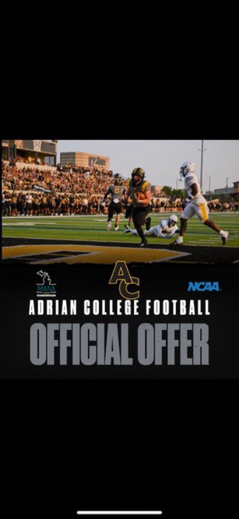 nathamlet21's tweet photo. Blessed to receive my first official offer from Adrian
@JebPalka https://t.co/gLTVgKkZGh
