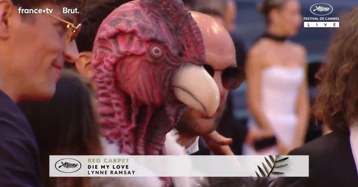 FilmUpdates's tweet photo. A giant turkey has arrived on the ‘DIE, MY LOVE’ red carpet at the Cannes Film Festival. https://t.co/2l7xxeOUFC