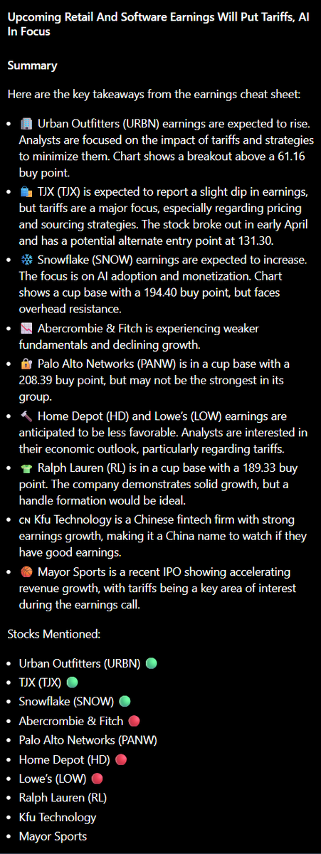 isatolUS's tweet photo. Upcoming Retail And Software Earnings Will Put Tariffs, AI In Focus | Earnings Cheat Sheet | IBD
Investor's Business Daily https://t.co/DCzgx6KWTX
