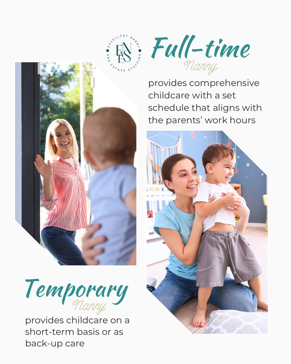 ExcellentNannys's tweet photo. A full-time Nanny provides comprehensive childcare, typically working 40-50 hours a week, while the parents are at work. ✨

A temporary nanny provides childcare on a short-term basis, ranging from a few hours to a few weeks. 🙌 https://t.co/MyERwr099p