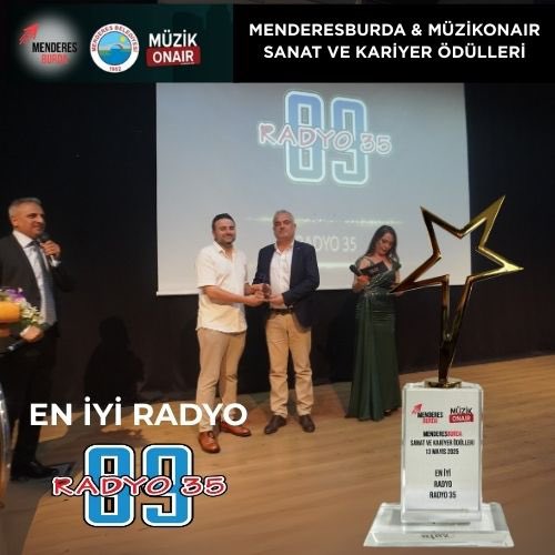 RADYO35's tweet photo. İzmir’in prestijli etkinliklerinden MenderesBurda Sanat ve Kariyer Ödülleri, MuzikOnair &amp; Menderes Belediyesi iş birliğiyle gerçekleşti. Yılın En İyi Radyosu seçilen Radyo 35 olarak, başta dinleyicilerimiz ve emeği geçen herkese teşekkür ederiz!
#Radyo35 #MuzikOnair https://t.co/rFwhsuNEoy