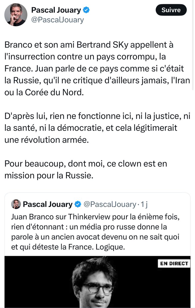 lesaurores's tweet photo. On est hyper effrayés parce qu’alors que le peu de nouvelles qu’on arrive à avoir de Branco ne sont pas rassurantes, une armée de trolls s’est subitement réveillée pour le cibler.

La stratégie est un classique des communications de crise prisées par l’Elysee, et ceux qui l’ont relayée sont proches du pouvoir.

C’est les mêmes techniques de communication qui sont utilisées dans les régimes dictatoriaux contre leurs opposants. Tourner en ridicule et, sans craindre de se contredire, faire passer pour un dangereux traitre.

Quand il était enlevé en Mauritanie puis deporté au Sénégal, où il encourait perpétuité, on les avait lus tenter d’ironiser sur sa violente traversée de l’atlantique, tournant en dérision sa « pirogue » et ses vêtements, puis tentant de faire passer son soutien à un peuple comme l’engagement auprès d’un salafiste.

Quand il a été libéré à cause de l’énorme pression internationale, ils ont tenté de faire croire qu’il s’agissait d’un cadeau de l’Élysée.

Depuis, ils torpillent toutes les procédures pour faire la vérité sur l’événement.

Là, de façon coordonnée, on retrouve la même mécanique, dangereuse. D’un côté, des dizaines de comptes qui pour tenter de tourner en dérision la situation ont commencé à parler de « tourista », et de l’autre à le qualifier d’agent du Kremlin.

L’objectif est clairement de se couvrir quoi qu’il arrive: en cas de décès, le justifier en tentant de faire croire qu’il s’agissait d’un traître, et dans le cas où il s’en tirerait, que tout cela n’était rien qu’un incident insignifiant.

C’est effrayant parce que la coordination de ces cellules n’a pris que quelques heures.

On ne sait pas ce qui se joue. Mais ce qu’on sait, c’est que ce sont des méthodes qui requièrent d’importants moyens, et qui sont réservées aux événements importants.

La brutalité de la dégradation de son état de santé, au cours d’un vol, et l’absence supputée de résultats toxicologiques, est inquiétante.

On espère juste qu’il est protégé.

Selon le peu d’informations qu’on a, Branco est toujours hospitalisé et fait l’objet de traitement intensifs. Plus personne n’a d’accès direct à lui.

https://t.co/DLriOAhTic