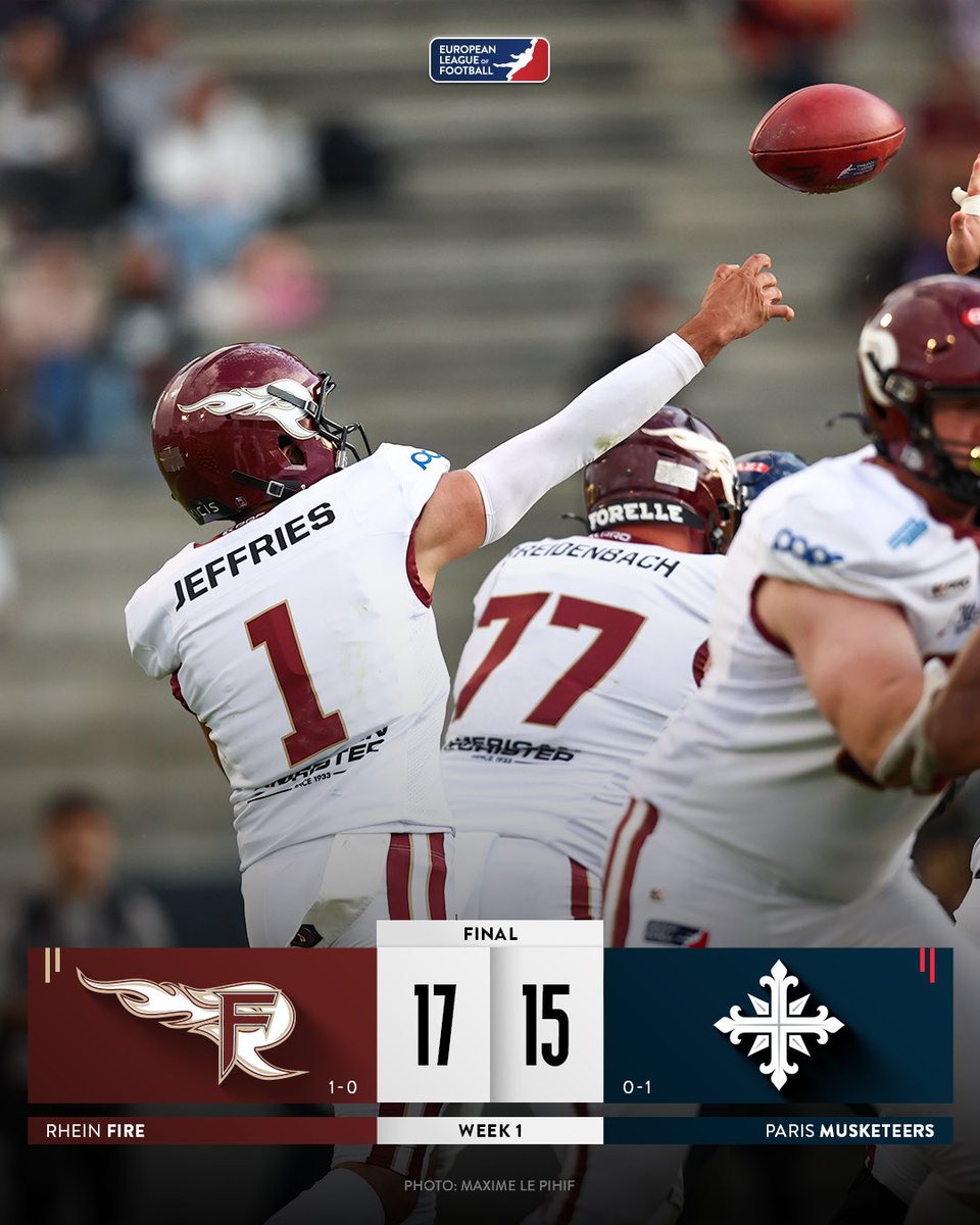ELF_Official's tweet photo. The Rhein Fire take home the first W of the season 🔥 https://t.co/055Ivtpd9A
