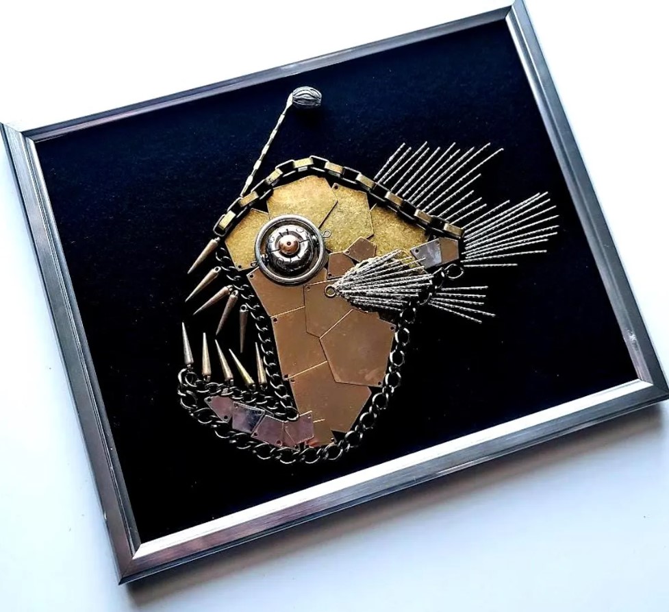OddBeadsShoppe's tweet image. Steampunk Black Devil Fish Ocean Theme Wall Decor Handcrafted Hand designed Made to Order One-of-a-kind Gift
etsy.com/listing/187603…

#steampunkdecor #steampunkfishdecor #steampunkfishwallart #blackdevilwallart #blackdevilfishart #largeteethfish #creepyteethfish #monsterfish