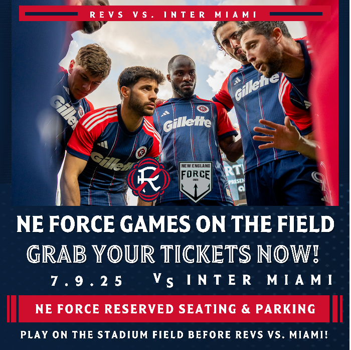 N_E_Force's tweet photo. 🔱 Reminder to grab your tickets for the Force Foundation event at Gillette Stadium for the Revolution vs Inter Miami game on July 9th!

$20 of the proceeds from every ticket will also be donated directly to the Force Foundation.

🔗 Link in bio to get your 🎟️

#ForceTheFuture https://t.co/4sP18p8ssG