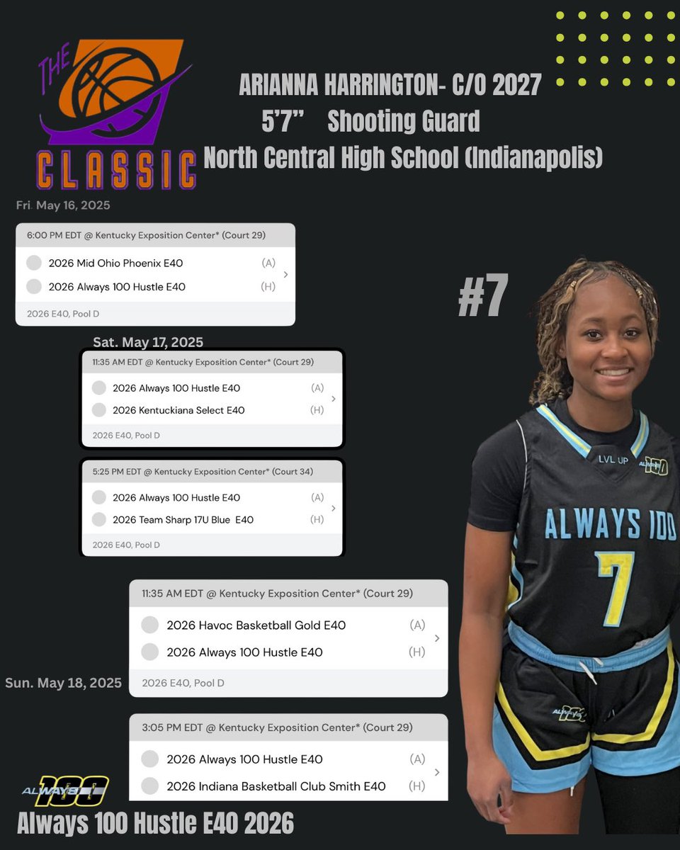 Here is my updated schedule for the Classic.  Come check us out! <a href="/coachbeckett/">IGBRR Hoops</a> <a href="/bball_chasers/">DreamChasersBball</a> <a href="/vjhAlways100/">Always 100</a>