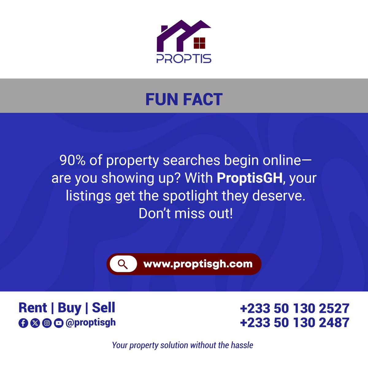 ProptisGh's tweet photo. List your properties on www,https://t.co/IrTJN9WtgW and get the market you deserve
#proptisgh #ghanaproperties #realestatewebsite #funfact #proptis https://t.co/M5lDbug7Tz