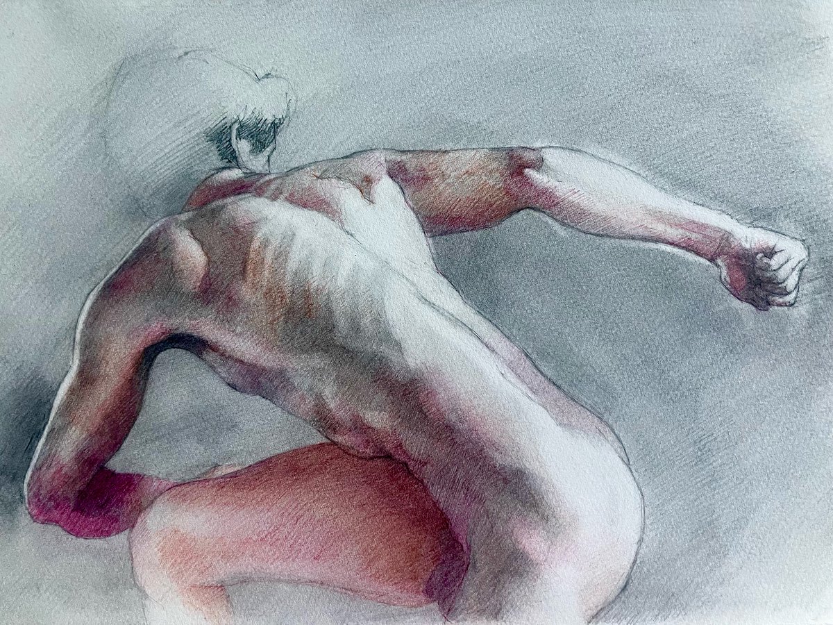 Ompainter's tweet photo. Figure Study 11 x  15” “ Backswing” https://t.co/2jP01Dscdf
