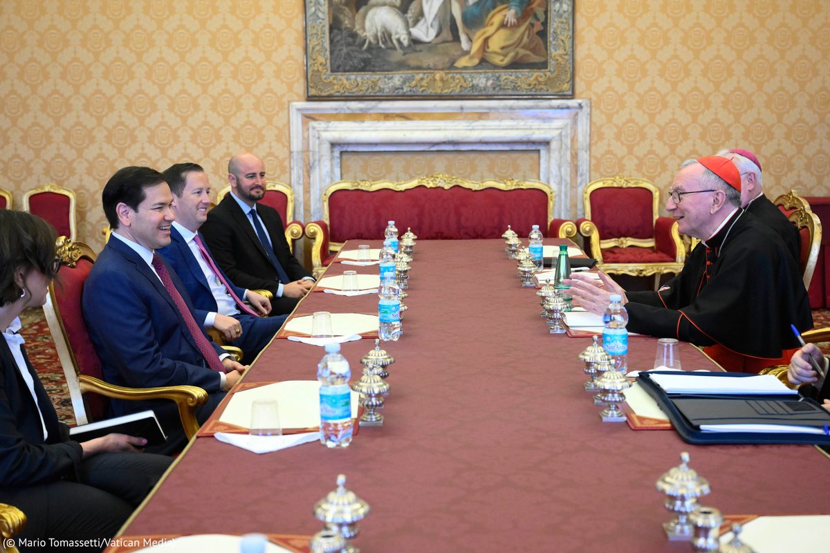Secretary Marco Rubio (@secrubio) on Twitter photo Met with Holy See officials Cardinal Parolin, Archbishop Gallagher, and Cardinal Zuppi ahead of <a href="/Pontifex/">Pope Leo XIV</a>’s Inaugural Mass. The United States values its partnership with the Holy See as we work to advance freedom of religion around the world and end the Russia-Ukraine war. Met with Holy See officials Cardinal Parolin, Archbishop Gallagher, and Cardinal Zuppi ahead of <a href="/Pontifex/">Pope Leo XIV</a>’s Inaugural Mass. The United States values its partnership with the Holy See as we work to advance freedom of religion around the world and end the Russia-Ukraine war.