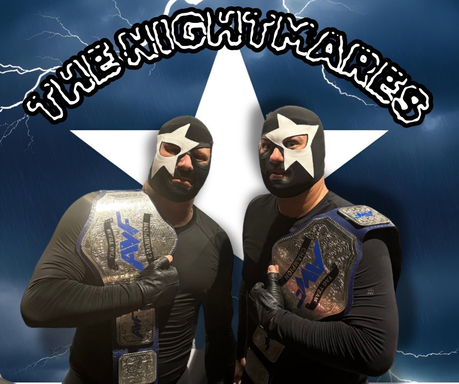 TheCaseyKage's tweet photo. #ANDNEW: AWF Tag Team Champions!

#AWF #prowrestling #TheNightmares #TagTeamChampions #wrestlejam #wrestling https://t.co/9EpgT6Lpto