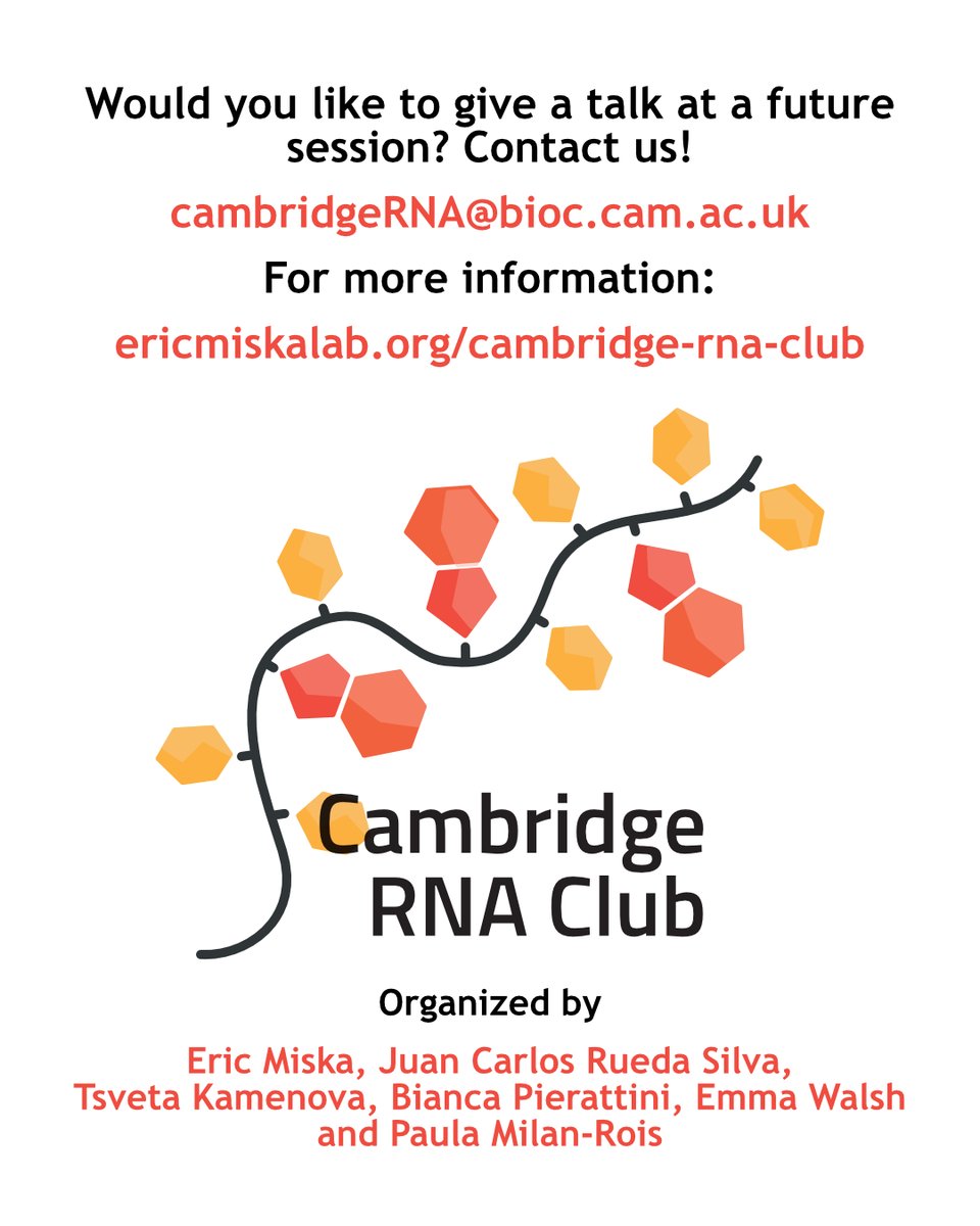 Cambridge RNA Club (@cambridgerna) on Twitter photo Next Thursday we'll be hosting two fantastic talks by <a href="/PDA_PhD/">Paul Donlin-Asp 🏳️🌈</a> and <a href="/Aik_Gatsiou/">Aikaterini (Katerina) Gatsiou</a> 5-6 pm! Join us at <a href="/CamBiochem/">Cambridge Biochemistry</a> for pizza, drinks and RNA discussion! 🤠🧬🍕 Next Thursday we'll be hosting two fantastic talks by <a href="/PDA_PhD/">Paul Donlin-Asp 🏳️🌈</a> and <a href="/Aik_Gatsiou/">Aikaterini (Katerina) Gatsiou</a> 5-6 pm! Join us at <a href="/CamBiochem/">Cambridge Biochemistry</a> for pizza, drinks and RNA discussion! 🤠🧬🍕