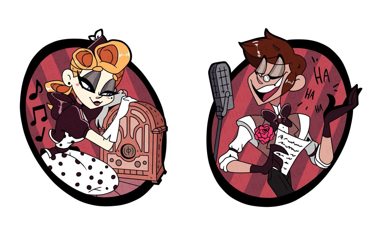 ArtofRhues's tweet image. Part of a series of old pin concepts I did a few years back for @/LadyGValentine&apos;s Hellbound charity collab 📻
#HazbinHotelFanart #HazbinHotelAlastor #HazbinHotelOC #artofrhues