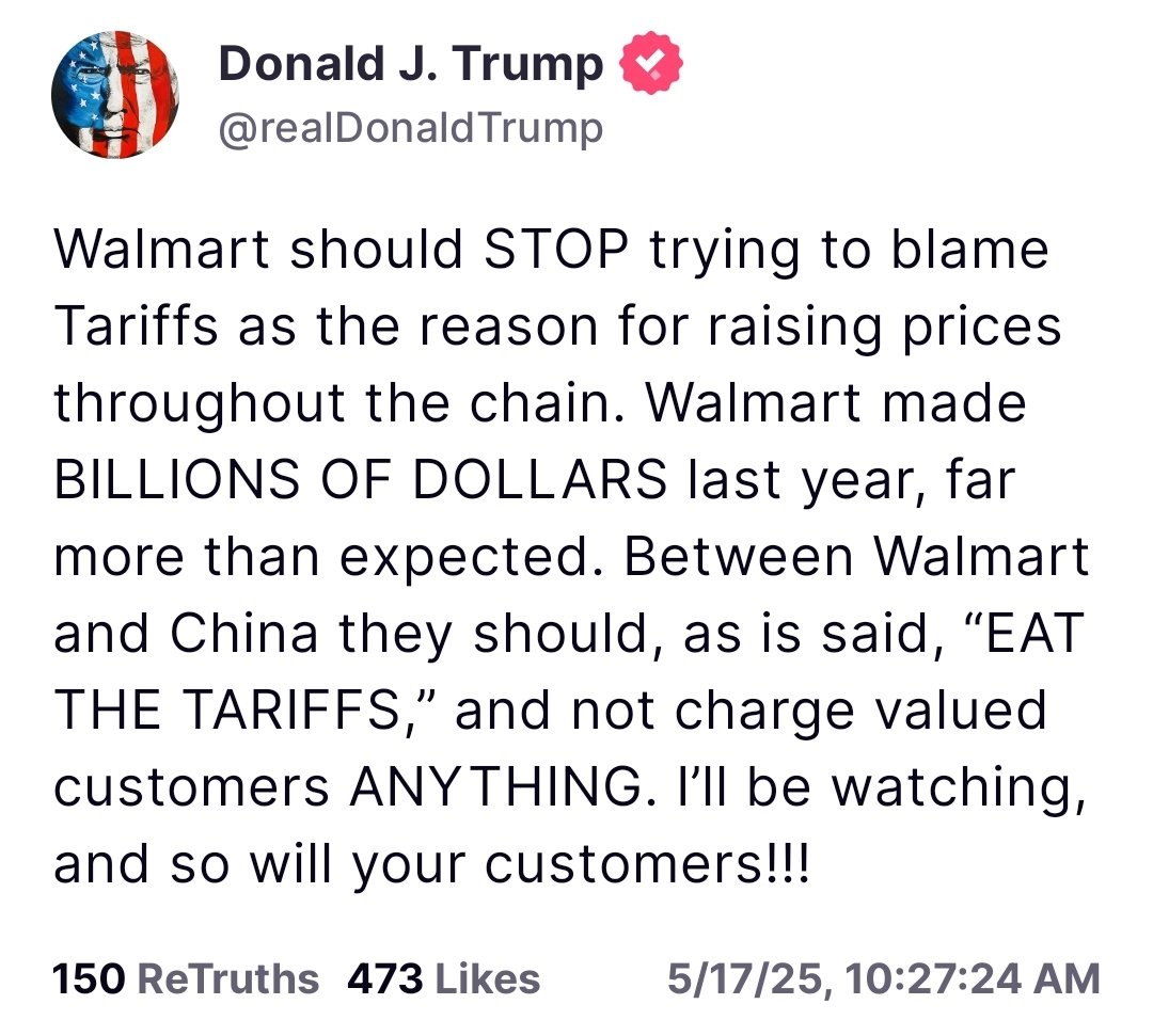 TraderGirlQ's tweet photo. Trump just went after Walmart🔥 https://t.co/Z9TxWVz5Du