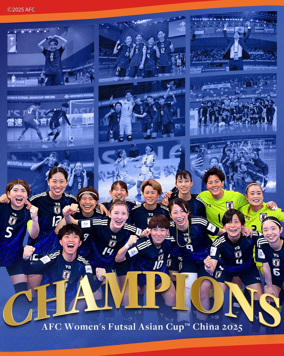 jfa_nadeshiko's tweet photo. ＼🏆𝐂𝐇𝐀𝐌𝐏𝐈𝐎𝐍𝐒🏆／
𝐀𝐅𝐂 𝐖𝐨𝐦𝐞𝐧’𝐬 𝐅𝐮𝐭𝐬𝐚𝐥 𝐀𝐬𝐢𝐚𝐧 𝐂𝐮𝐩 𝐂𝐡𝐢𝐧𝐚 𝟐𝟎𝟐𝟓

#フットサル日本女子代表 が初めてアジアの頂点に輝きました！🇯🇵

@TheAWCL #WACFutsal2025
#jfa #daihyo #夢への勇気を #フットサル https://t.co/sTgxiDQenA