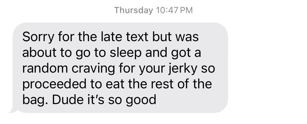 angrytoothpick's tweet photo. Had a buddy who just tried my jerky for the first send this to me the other night 😊

Thanks dude! https://t.co/LS21ME5gbk