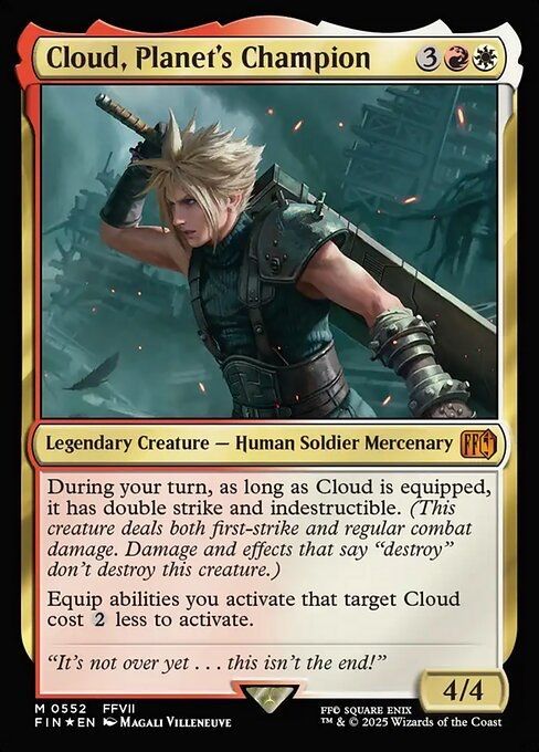 kurohitsuki's tweet photo. They really did a cool job in making the #Bustersword work really interestingly with each #Cloud!

Double Triggers, Double Strike, Tutor and Equip. The sword is LOOKING for Cloud and I love that!

 #MTG #MTGCommander #MTGCommunity #Finalfantasy https://t.co/KV953oTAxm