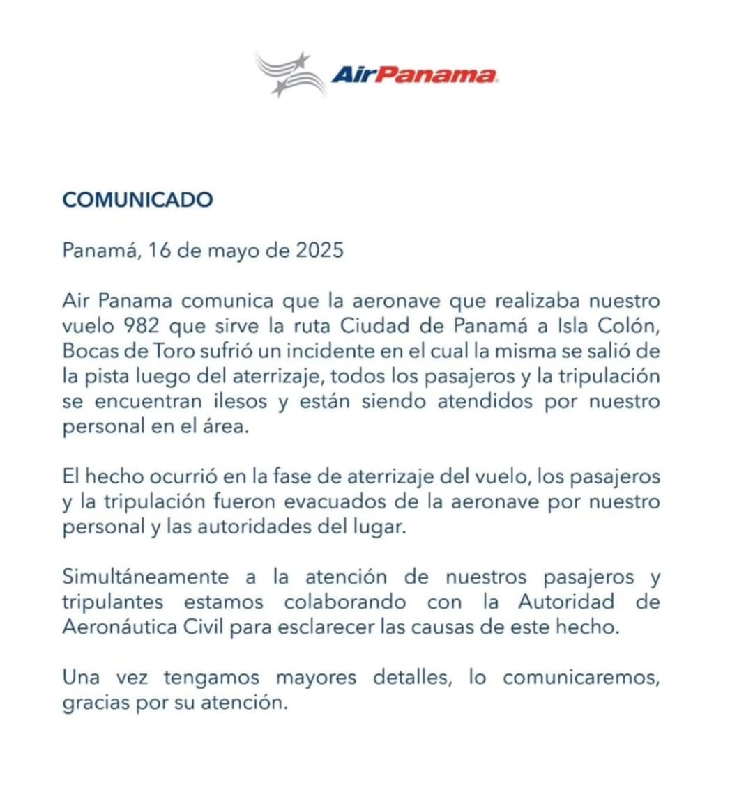 informatpanama's tweet image. #InformatPanamá Accidente aéreo en pista de aterrizaje en Isla Colón, Bocas del Toro. Pasajeros y tripulantes ilesos.