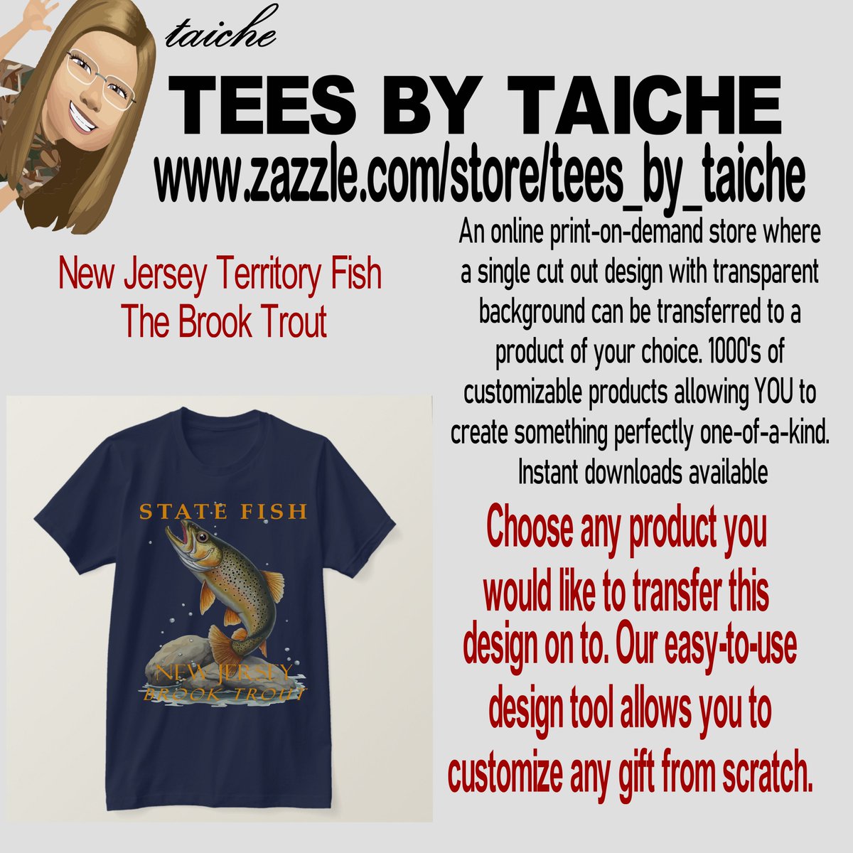 TaicheTees's tweet photo. #NewJersey Territory Fish The Brook Trout #TShirt Chasing the stunning #BrookTrout in New Jersey's pristine streams. #BrookTrout #NewJersey #NJFishing #FlyFishing #TroutFishing #FishingNJ #GardenStateFishing #giftidea #fathersdaygifts #taiche https://t.co/J2Uo0QrQPP via @zazzle https://t.co/lPrxx6Xao6