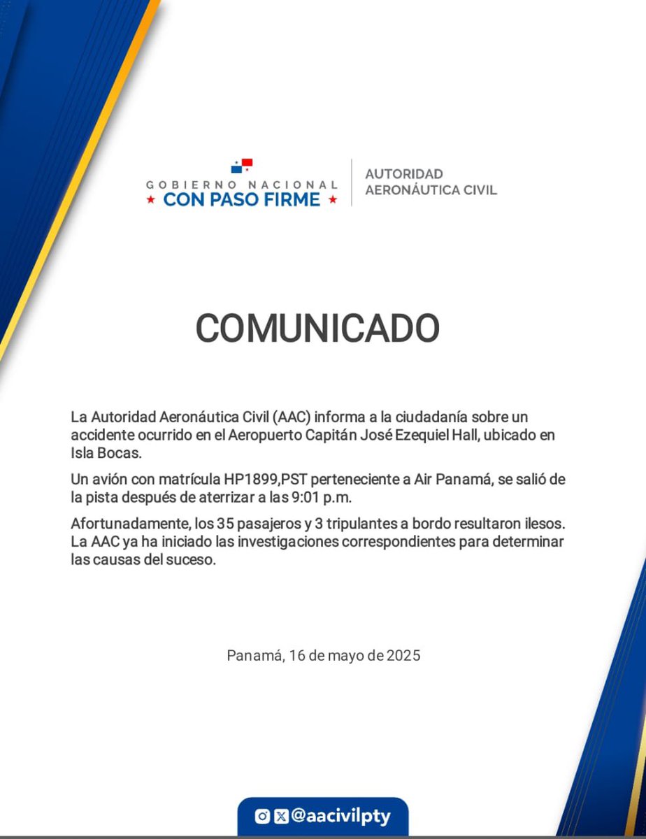 informatpanama's tweet image. #InformatPanamá Accidente aéreo en pista de aterrizaje en Isla Colón, Bocas del Toro. Pasajeros y tripulantes ilesos.