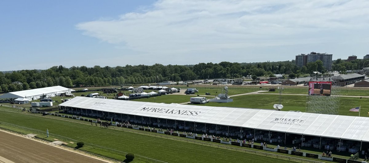 EquiSpace's tweet image. #Preakness infield party not what it once was. Now in a small corner on the far turn.