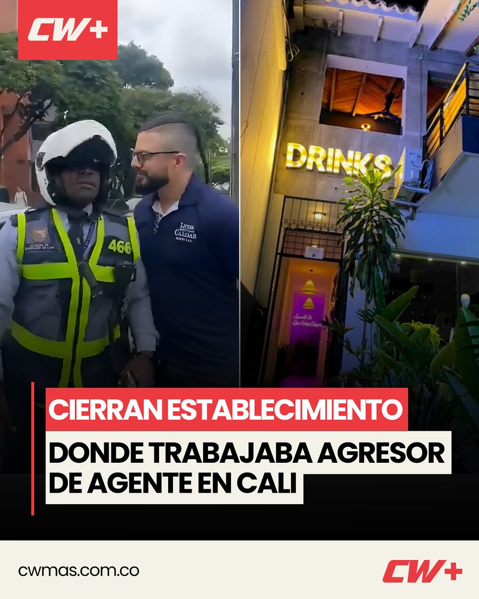 CW+ Noticias (@cwmasnoticias) on Twitter photo CALI | El alcalde Alejandro Eder (<a href="/alejoeder/">Alejandro Eder</a>) a través de su cuenta de X informó que se ordenó el cierre del establecimiento donde trabajaba el agresor del agente de tránsito víctima de fuertes insultos, en hechos ocurridos el pasado viernes 16 de mayo en el sector del Parque del CALI | El alcalde Alejandro Eder (<a href="/alejoeder/">Alejandro Eder</a>) a través de su cuenta de X informó que se ordenó el cierre del establecimiento donde trabajaba el agresor del agente de tránsito víctima de fuertes insultos, en hechos ocurridos el pasado viernes 16 de mayo en el sector del Parque del