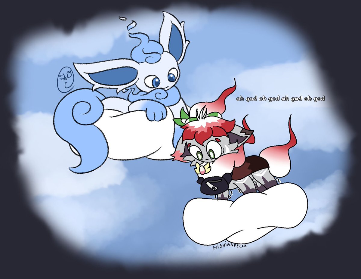 DerpyCloud11731's tweet photo. Team Oddity member Kumo brought Max along on a cloudy trip! Hope he doesn't fall...
———
#zorua | #hisuianzorua | #MaxArt | #pokemonoc | #fakemon | #empyreon
———
Art COLLAB with hisuianfella on the silly blue butterfly app! :D https://t.co/LRWlp32SOx