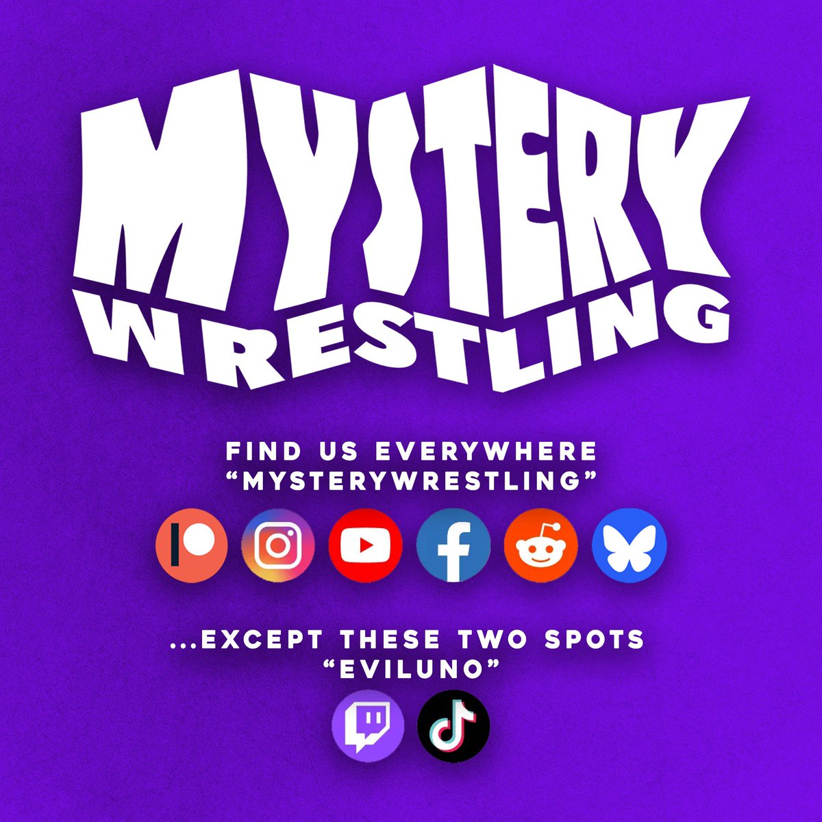 Mystery Wrestling (@mysterywrestlin) on Twitter photo You can find us literally everywhere @MysteryWrestling…
except for Twitch and TikTok — those belong to <a href="/EvilUno/">EVIL UNO of DARK ORDER 🇨🇦</a> 👀
Lots of new content and updates coming!
Follow us everywhere and never miss a post!
#MysteryWrestling
#ProWrestling #IndieWrestling You can find us literally everywhere @MysteryWrestling…
except for Twitch and TikTok — those belong to <a href="/EvilUno/">EVIL UNO of DARK ORDER 🇨🇦</a> 👀
Lots of new content and updates coming!
Follow us everywhere and never miss a post!
#MysteryWrestling
#ProWrestling #IndieWrestling