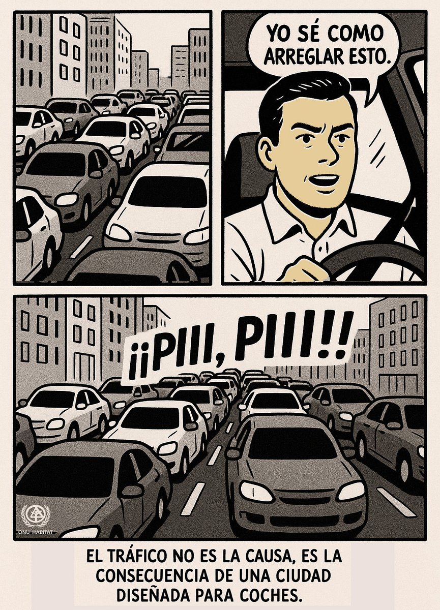 El tráfico refleja un modelo urbano donde el automóvil ha sido el centro de la planificación. ¡Es hora de cambiar por un desarrollo centrado en la movilidad sostenible y el bienestar colectivo!🚶‍♀️📷 🛼🚃