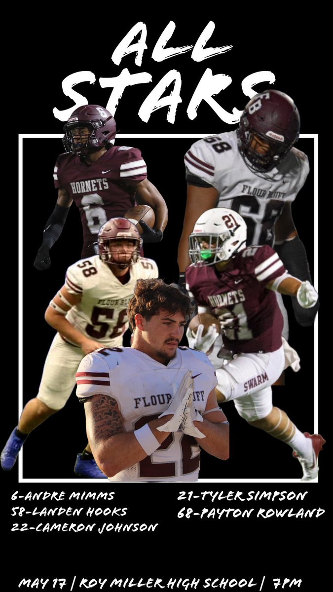Come out to support Andre Mimms, Payton Rowland, Landen Hooks, Tylor Simpson, and Cameron Johnson as they get to play together one last time today at Buc Stadium at 6pm!

#SWARM #CPH #FAMILY