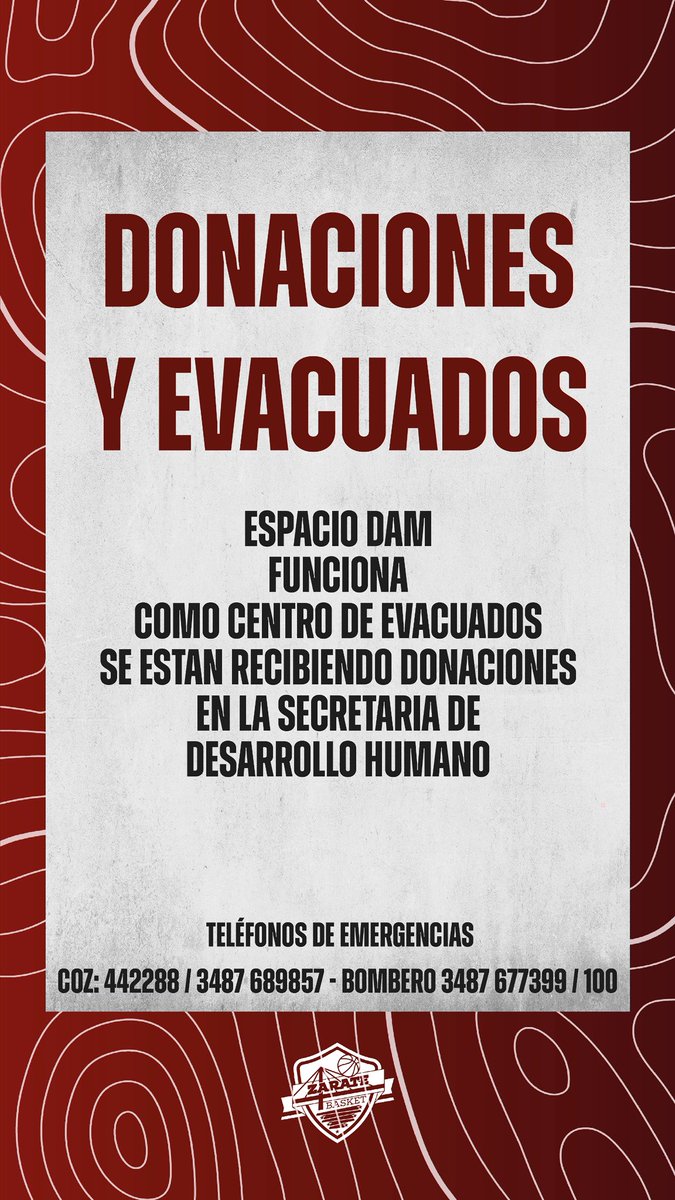 zarate_basket's tweet photo. 🔊 INFORMAMOS
Debido a la situación que atraviesa nuestra ciudad, el partido frente a @clubriachuelo ha sido suspendido.
En breve comunicaremos la nueva fecha del encuentro y brindaremos información sobre las entradas ya adquiridas. https://t.co/5at8MUx1c5