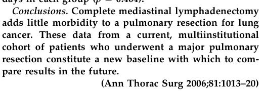 <a href="/DrewMoghanaki/">Drew Moghanaki</a> It’s a legitimate and important discussion. Particularly in the era of immunotherapy, the ideal extent of lymph node dissection is unknown.

However, we have RCTs (z0030 for example) showing that complete lymph node dissection is safe and does NOT significantly increase morbidity