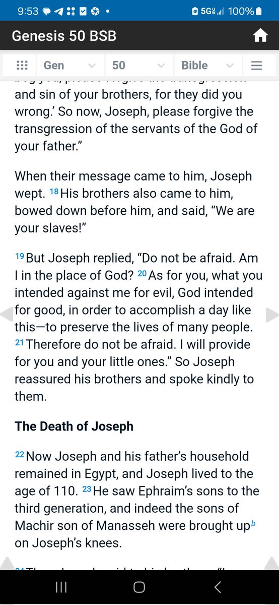 True #Disclosure=#Jesus
Gen 50: 19-20
"But Joseph replied,'Do not be afraid.
Am I in the place of God? 20As for you, what you intended against me for evil, God intended for good, in order to accomplish a day like this—to preserve the lives of many people.'"
V 21?
Look🫂
✝️📖70×7
