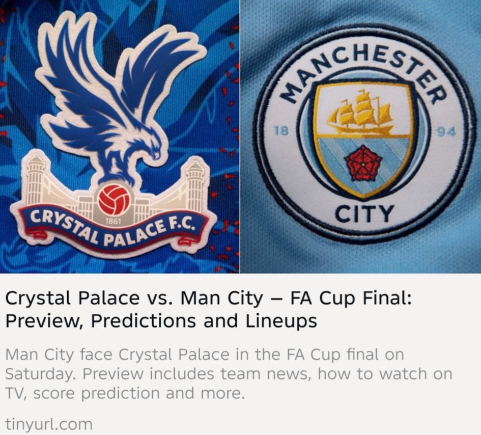 Brighto110's tweet photo. 🏆 *IT'S GAME DAY!*

📺 How to watch
⏰ Latest team news
🔮 Score prediction

And everything else you need to know about the FA Cup final 🤝

https://t.co/ew5HgOcvjw https://t.co/8VVcozThIY