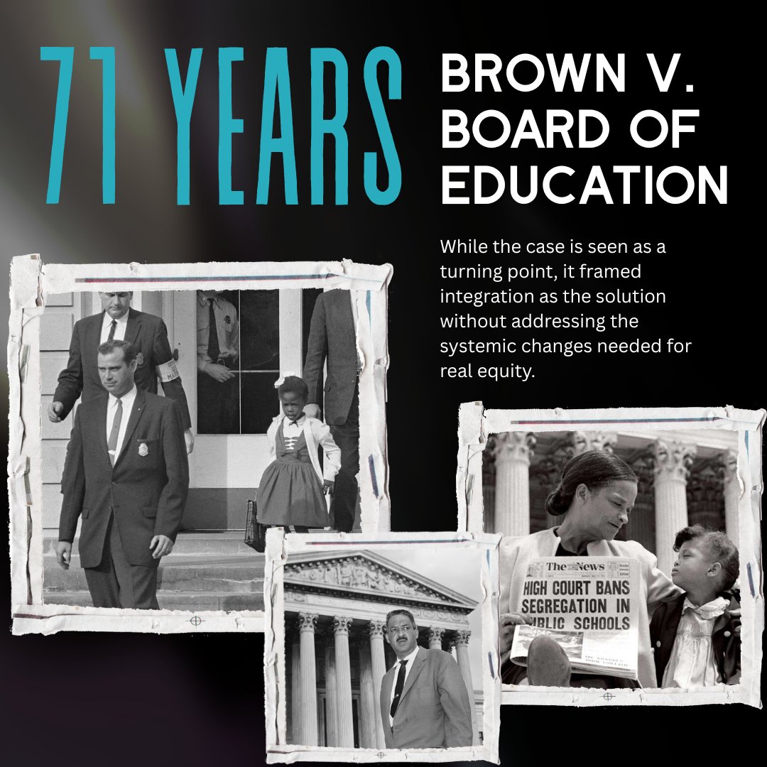 repgen_'s tweet photo. 71 years after Brown v. Board, schools are still unequal. The ruling promised equity through integration, but justice demands more. Real repair takes resources, accountability &amp; truth-telling.

#Reparations #BrownVBoard #EducationalJustice https://t.co/v42Nd5rDtA
