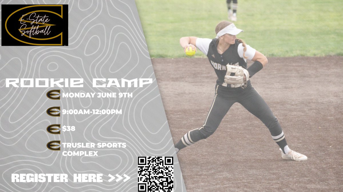 Register today for our summer Rookie Camp! Use the QR code or register at 

esuhornetsoftballcamps.com/index.cfm