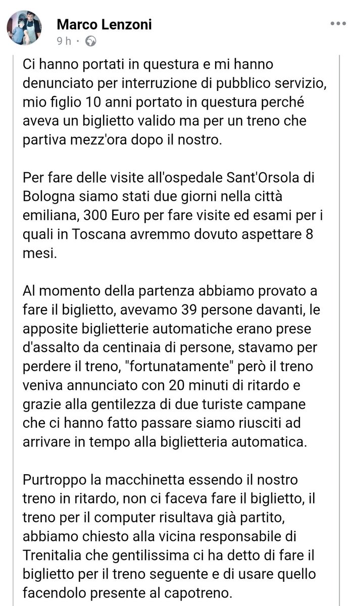 ChanceGardi's tweet photo. Un padre porta a Bologna il figlio malato per fare esami che in Toscana servivano 8 mesi: Li buttano giù dal treno, li portano in questura e li denunciano per interruzione di pubblico servizio. I clandestini non pagano mai e bisogna pure dargli la cittadinanza in 5 anni. https://t.co/h9EaxBYmZT