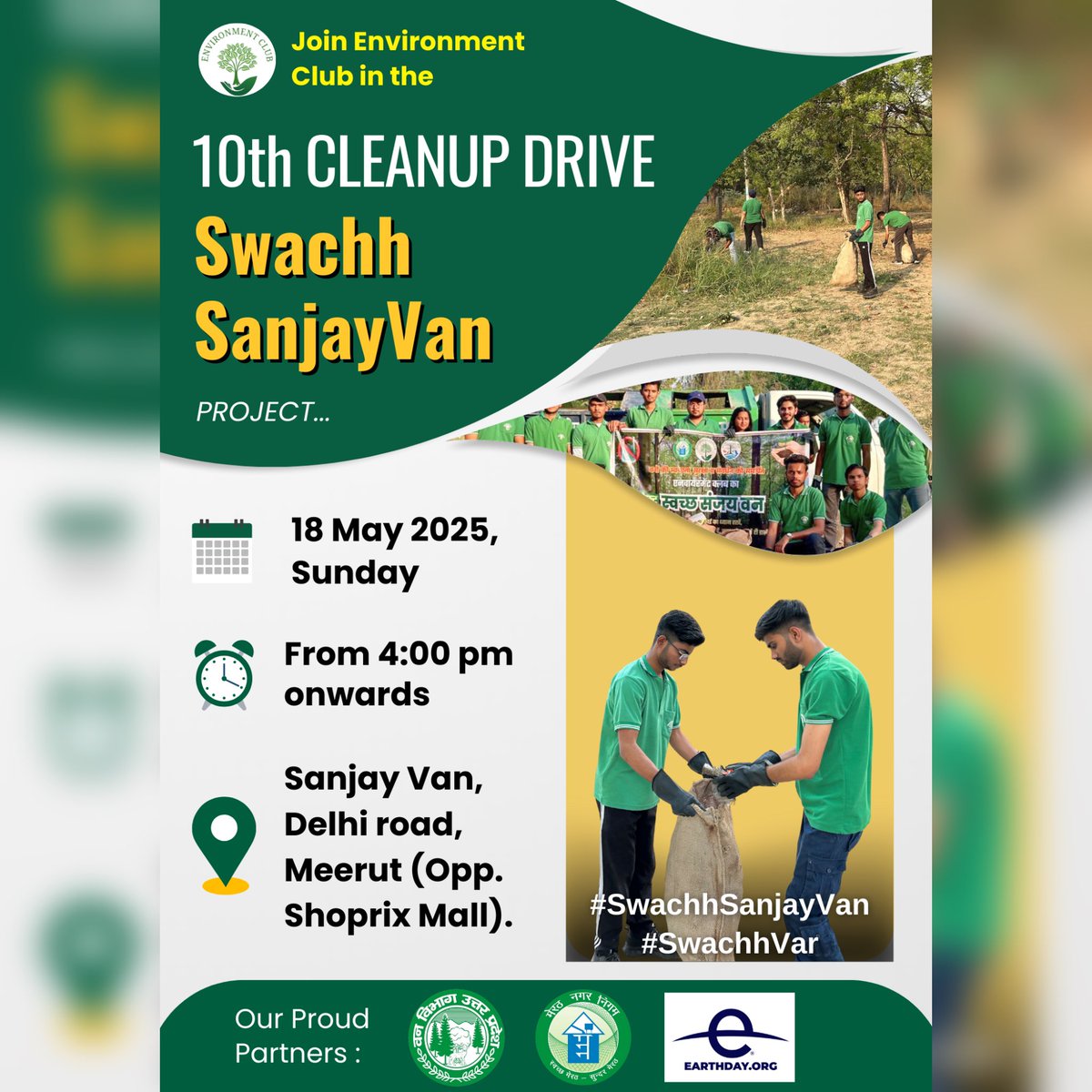 eventsofec's tweet photo. Join the 10th Cleanup Drive under Project #SwachhSanjayVan w/ @MeerutForest @MrtNagarNigam @earthdayasia .
#SwachhVar #India #CleanForest #Meerut @enclubmrt https://t.co/g8tpfVdLqE