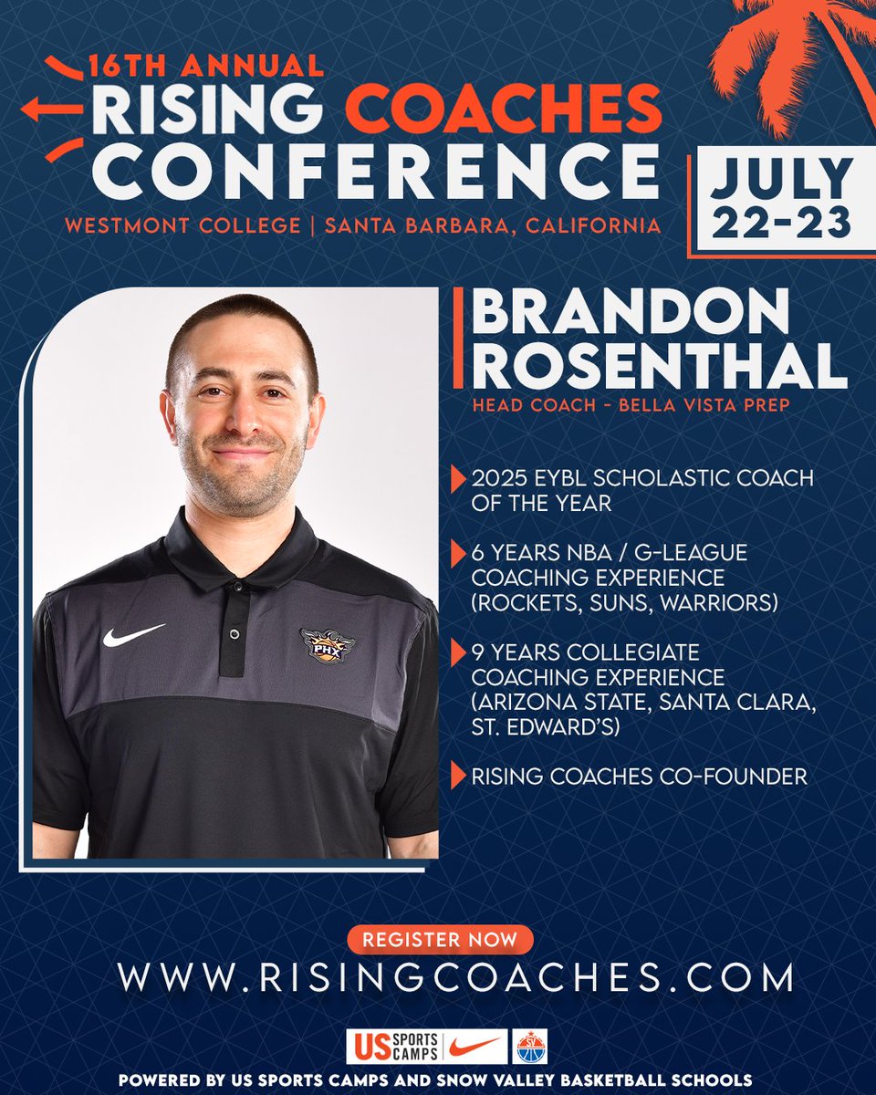 A winner at every level, learn from the 2025 EYBL Scholastic Coach of the Year, <a href="/CoachRosenthal/">Brandon Rosenthal</a> 

🗓️ July 22-23
🎟️ hubs.li/Q03mVBBv0