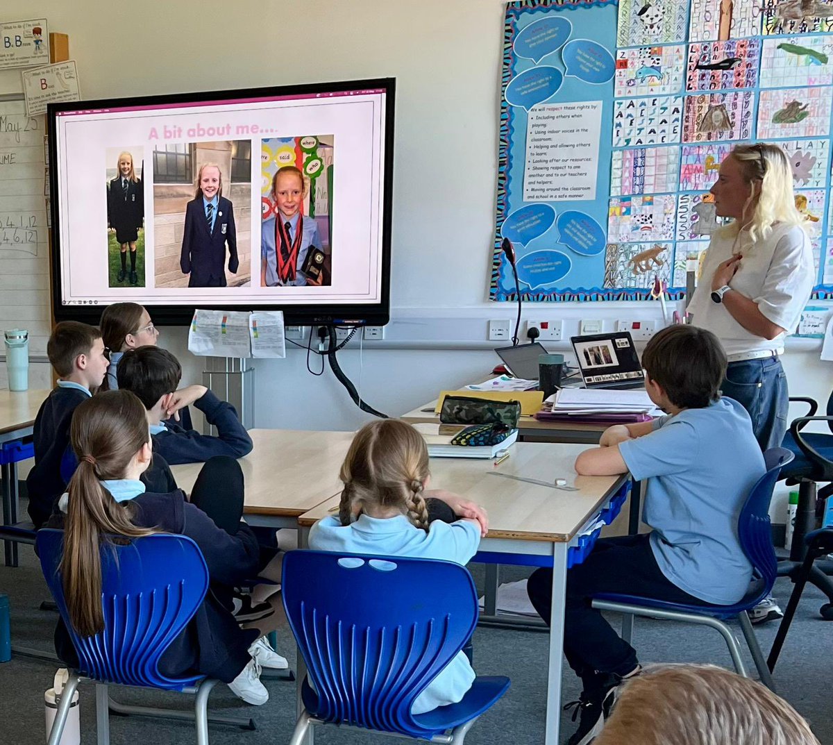 saintninians's tweet image. Orla, a former pupil of St Ninian’s and @_stcolumba inspired future designers @StNinsMrsE with her presentation about fashion technology. Thank you! #Creativity #WorldofWorkWeek