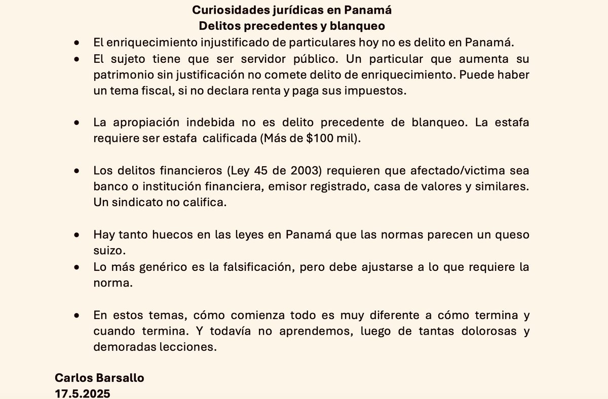 barsallocarlos's tweet image. #Panama #blanqueo #delitosprecedentes #AML #moneylaundering #lavado