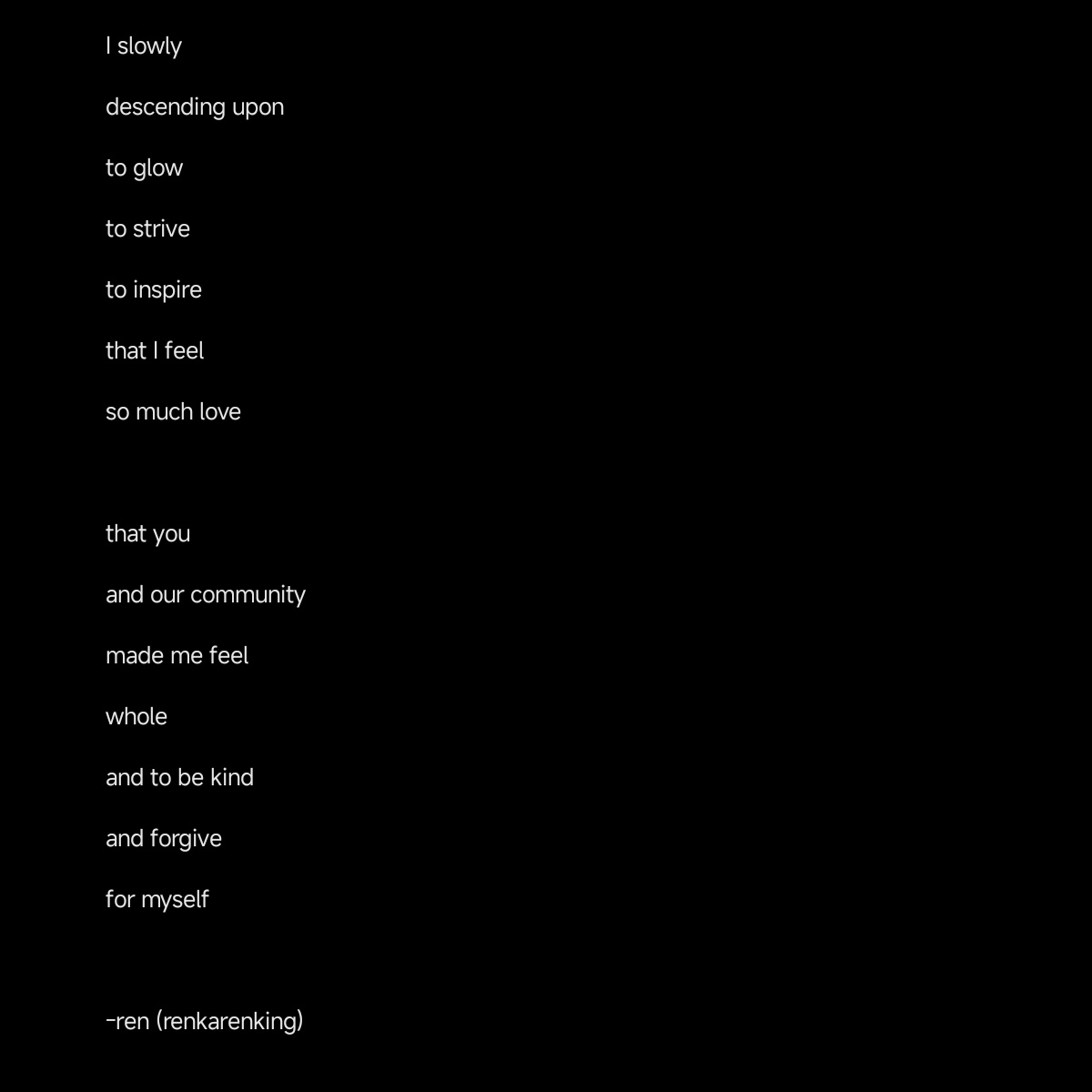 renkarenking's tweet photo. n-ix poetry #1: six months
thank you
for being my muse
may this journey
lead to the brightest stars π
#Ravanis6Months #NixFix https://t.co/n9UjsUvkkL