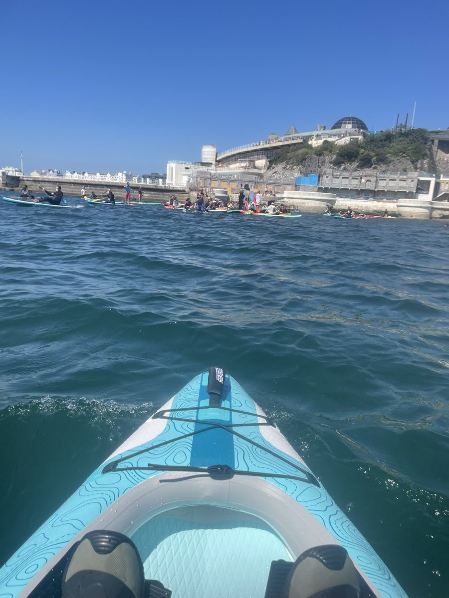 simply_cornwall's tweet photo. The @sascampaigns #paddleout down at Plymouth Hoe today 🌊 🛶 ☀️
#saveourseas #endsewagepollution https://t.co/UmUzJiCTEq